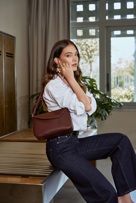 Lucky Bees 1273 Bolso Claret Red de Cuero de Polivinilo Elegante para Mujer